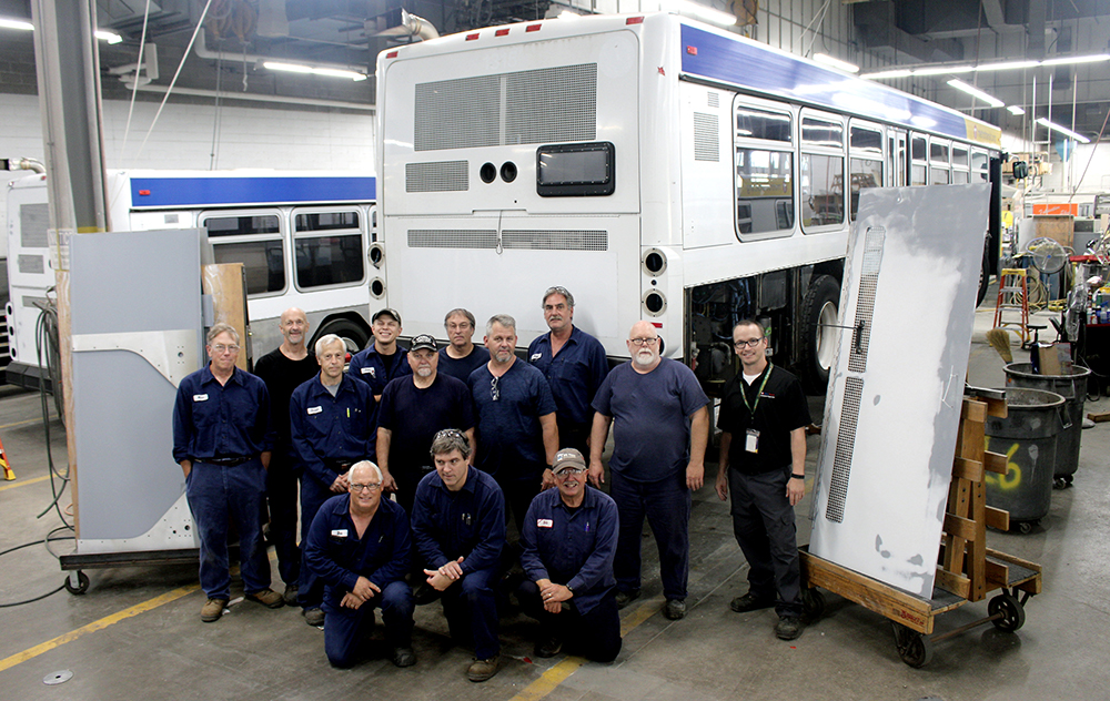 Technicians in Metro Transit's Overhaul Base perform mid-life maintenance on all buses so they look like new throughout their service life. Technicians in Metro Transit's Overhaul Base perform mid-life maintenance on all buses so they look like new throughout their service life.