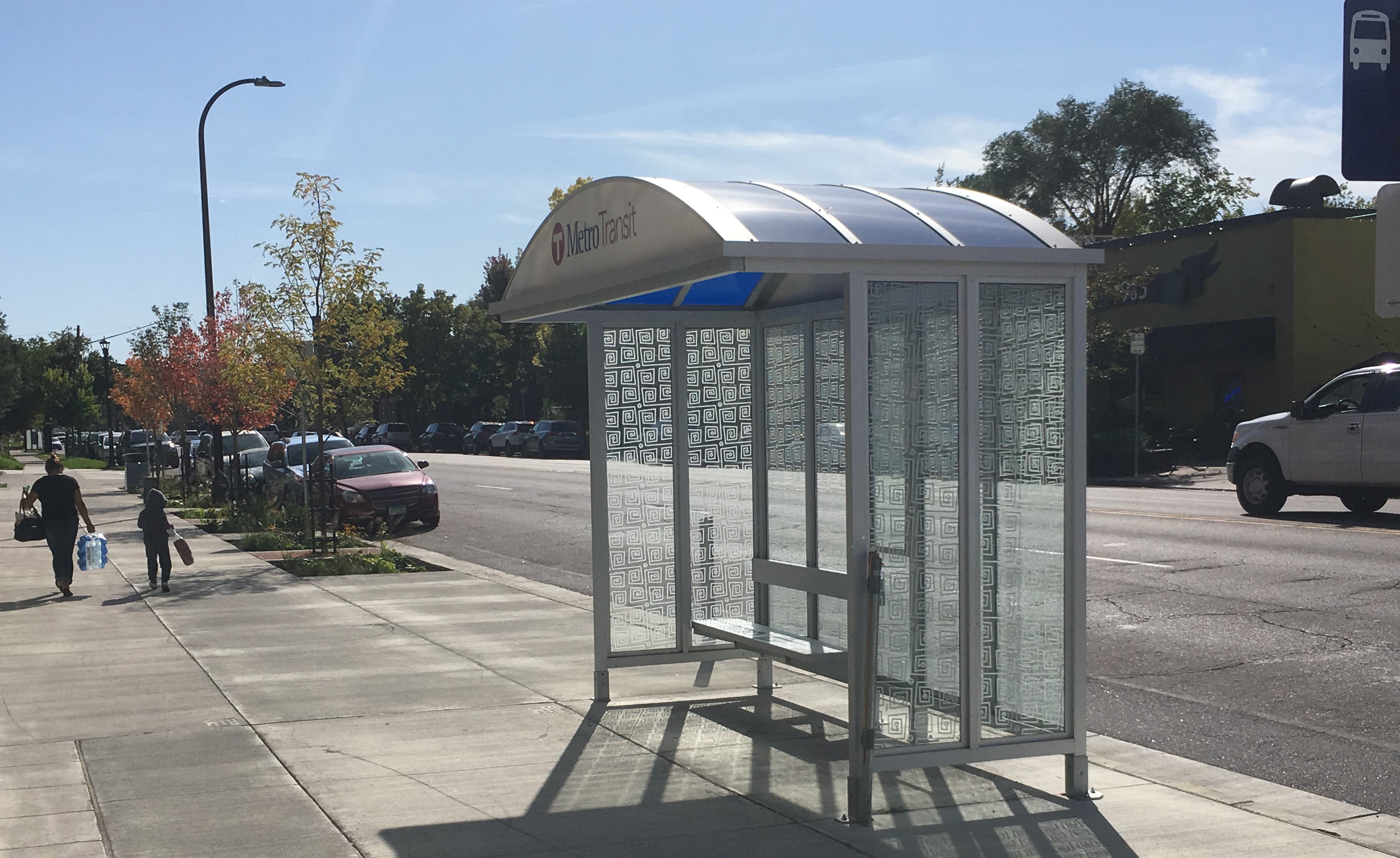 a bus stop at 26th Street and Lyndale Avenue in Minneapolis. a bus stop at 26th Street and Lyndale Avenue in Minneapolis.