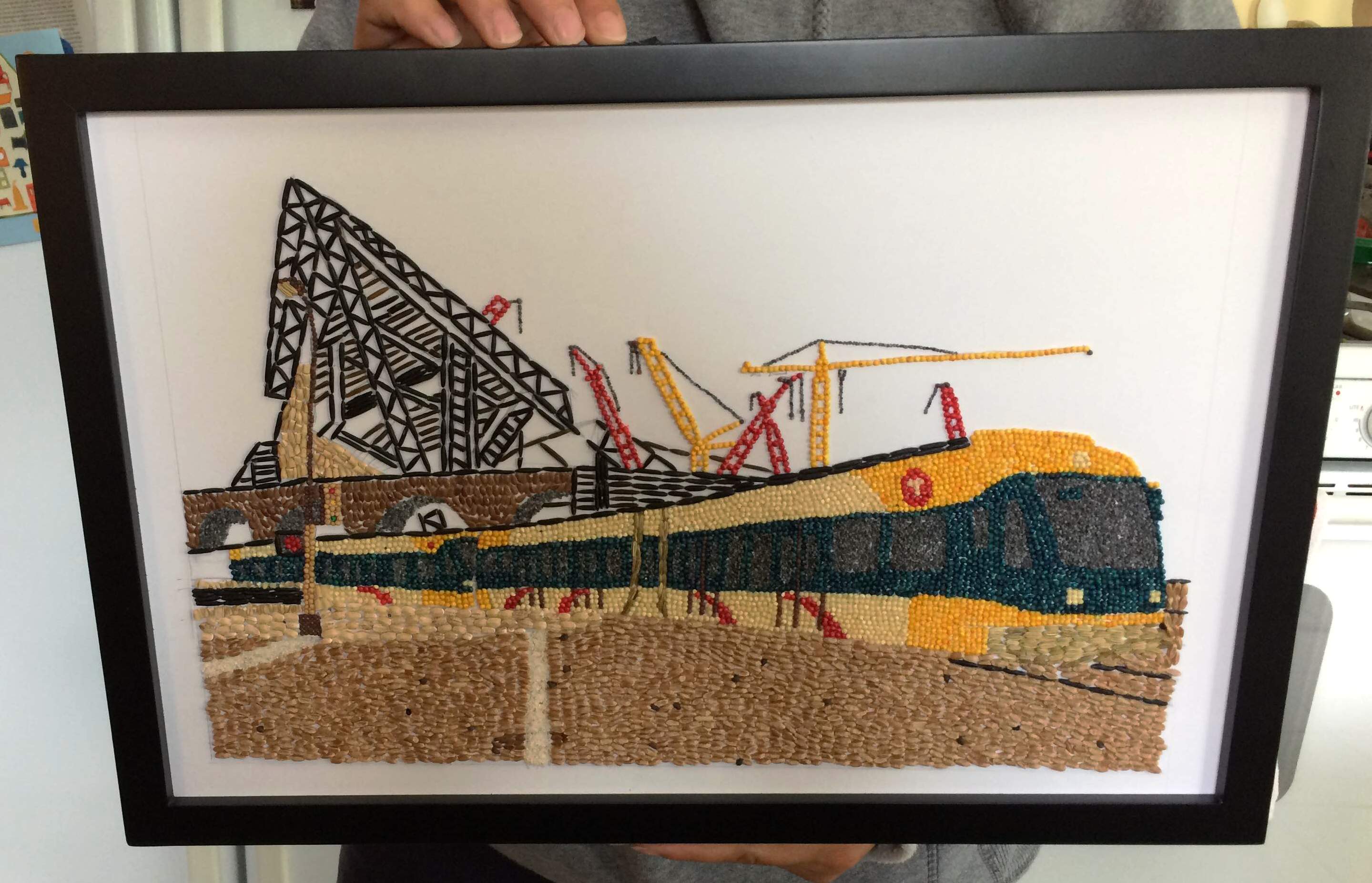 A crop art featuring a Metro Transit light rail train at the 2015 Minnesota State Fair. A crop art featuring a Metro Transit light rail train at the 2015 Minnesota State Fair.