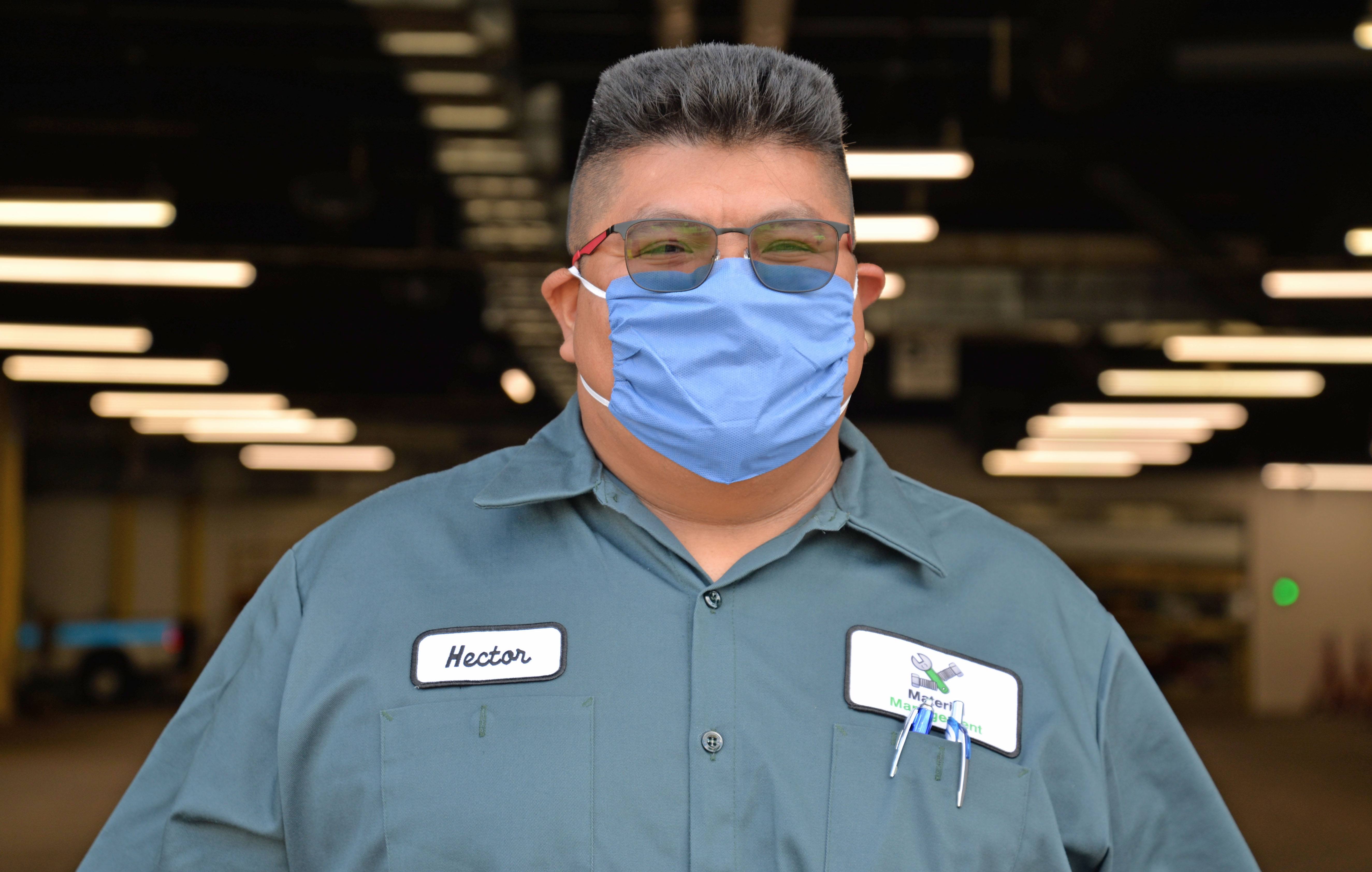 Stockkeeper Hector Barcenas Rivera at the Ruter Garage. Stockkeeper Hector Barcenas Rivera at the Ruter Garage.