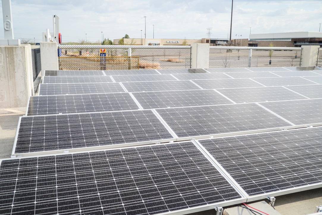 A 40-kilowatt solar array atop the Maplewood Mall Transit Center in Maplewood. A 40-kilowatt solar array atop the Maplewood Mall Transit Center in Maplewood.