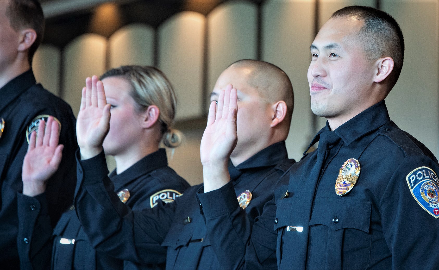 New MTPD Officer Chang Lee takes his oath to serve