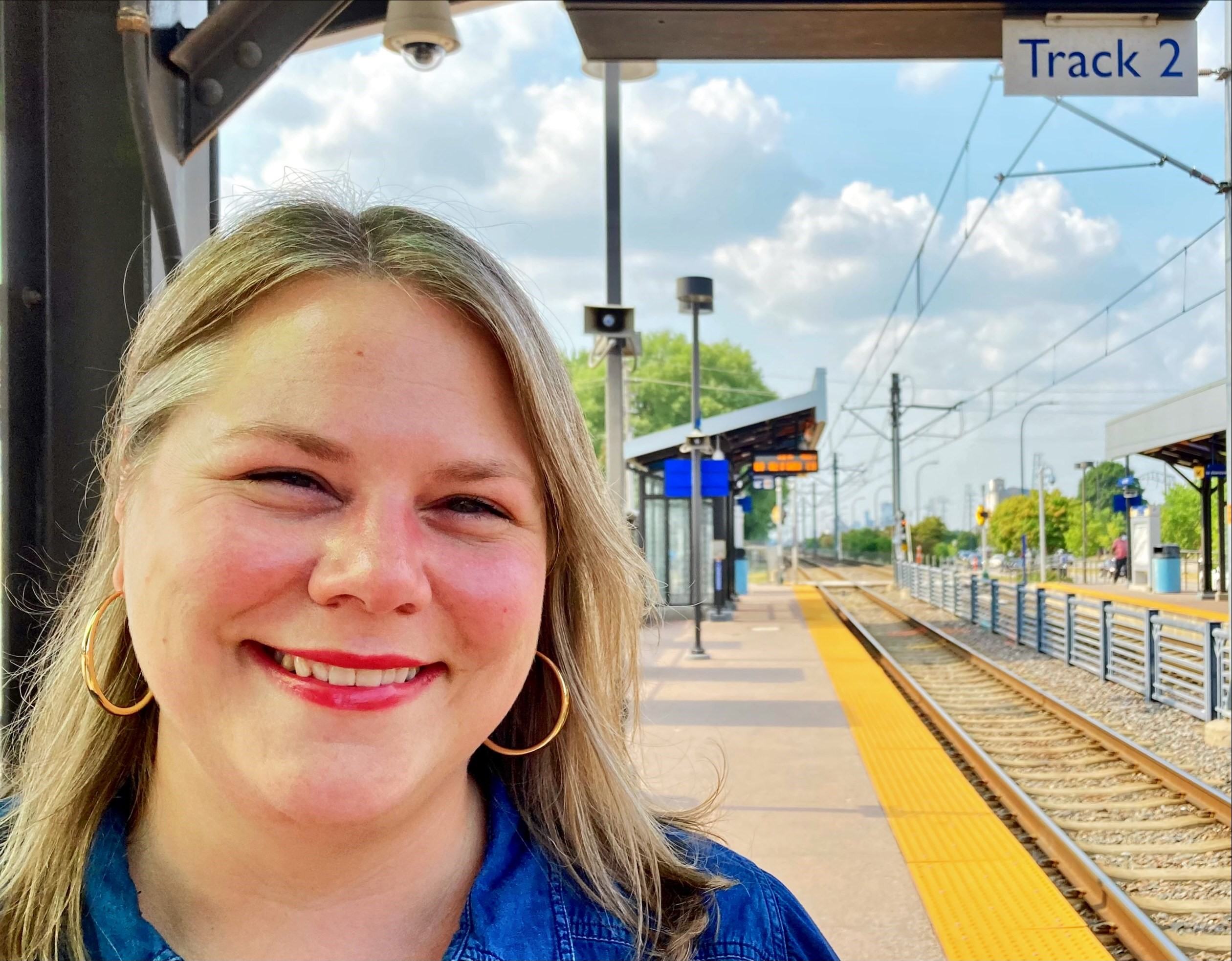Randi Myhre, resident, at the Blue Line's 46th Street Station. Randi Myhre, resident, at the Blue Line's 46th Street Station.