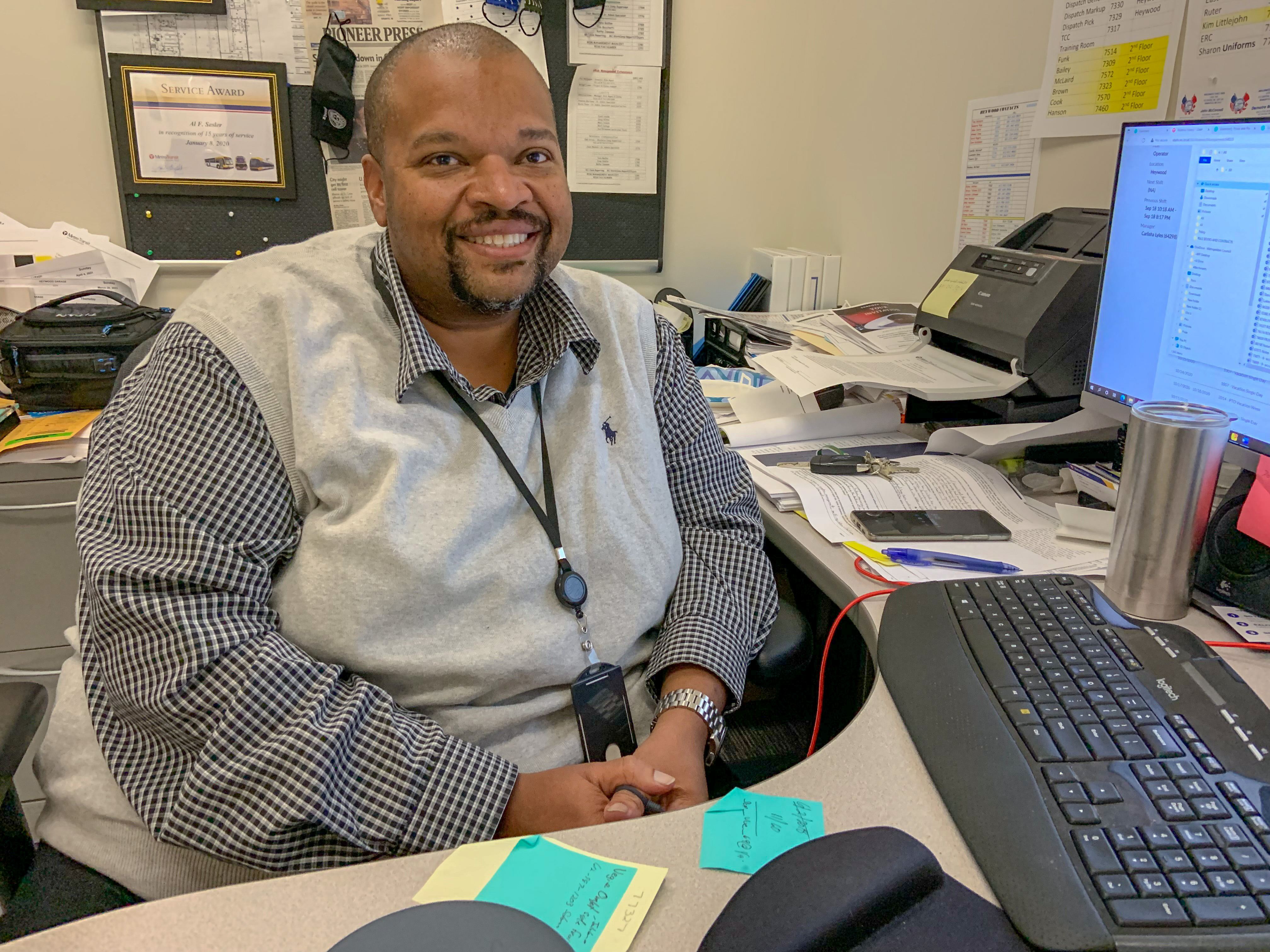 Assistant Transportation Manager Al Sesler in his office at the Heywood Garage. Assistant Transportation Manager Al Sesler in his office at the Heywood Garage.