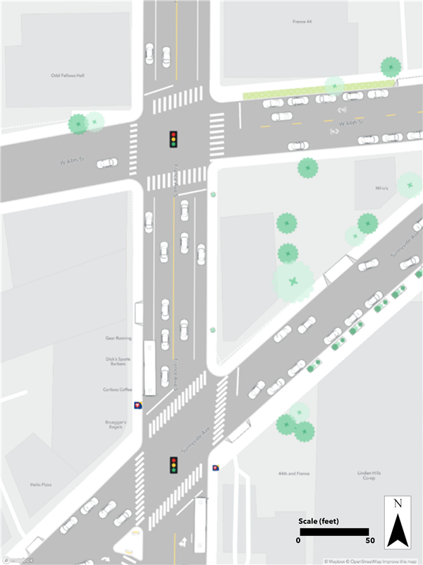 Existing condition at the France & 44th Street area.