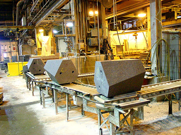 Polished and drilled granite blocks